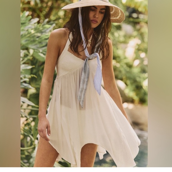 FREE PEOPLE Vacation Vibes Tunic White/Ivory Halter Top Extra Small NWT - Picture 1 of 16